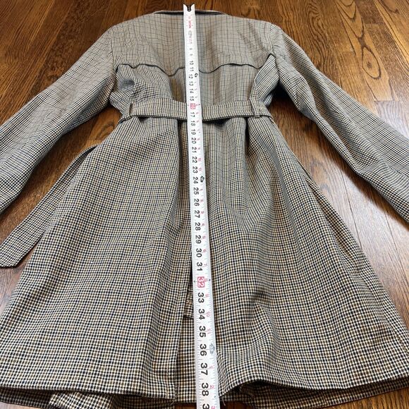 Topman Checkered Trench Coat Jacket Sz S Double Breasted Plaid Houndstooth $250 - Picture 8 of 12
